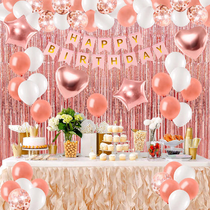 Rose Gold Birthday Decorations With Electric Balloon Pump, Happy Birthday Decorations for Women Girls, Birthday Party Decorations Kit Balloon Garland Kit Decoracion de Cumpleaños Para Mujer