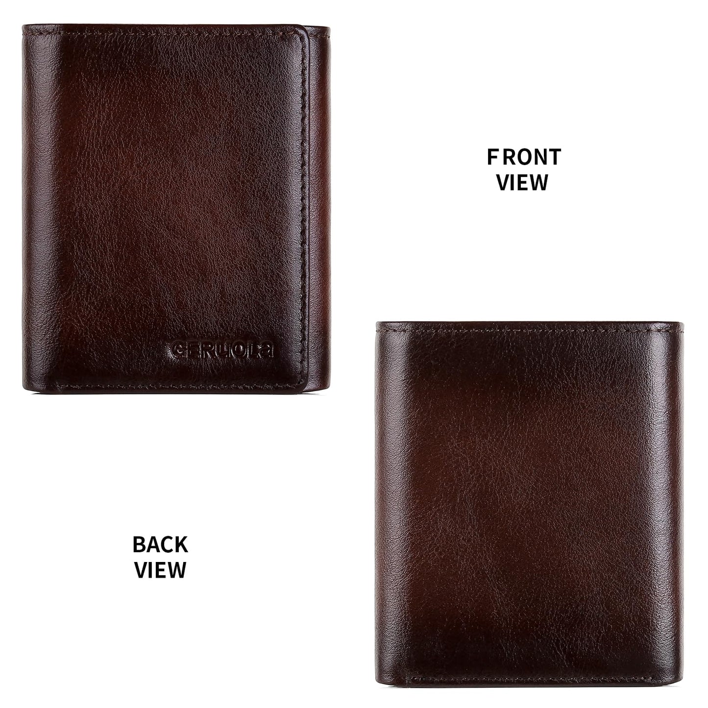 Trifold Wallets for Men Genuine Leather Large Capacity RFID Blocking, Includes Id Window and Credit Card Holder,Mens Wallets Leather (Coffee)
