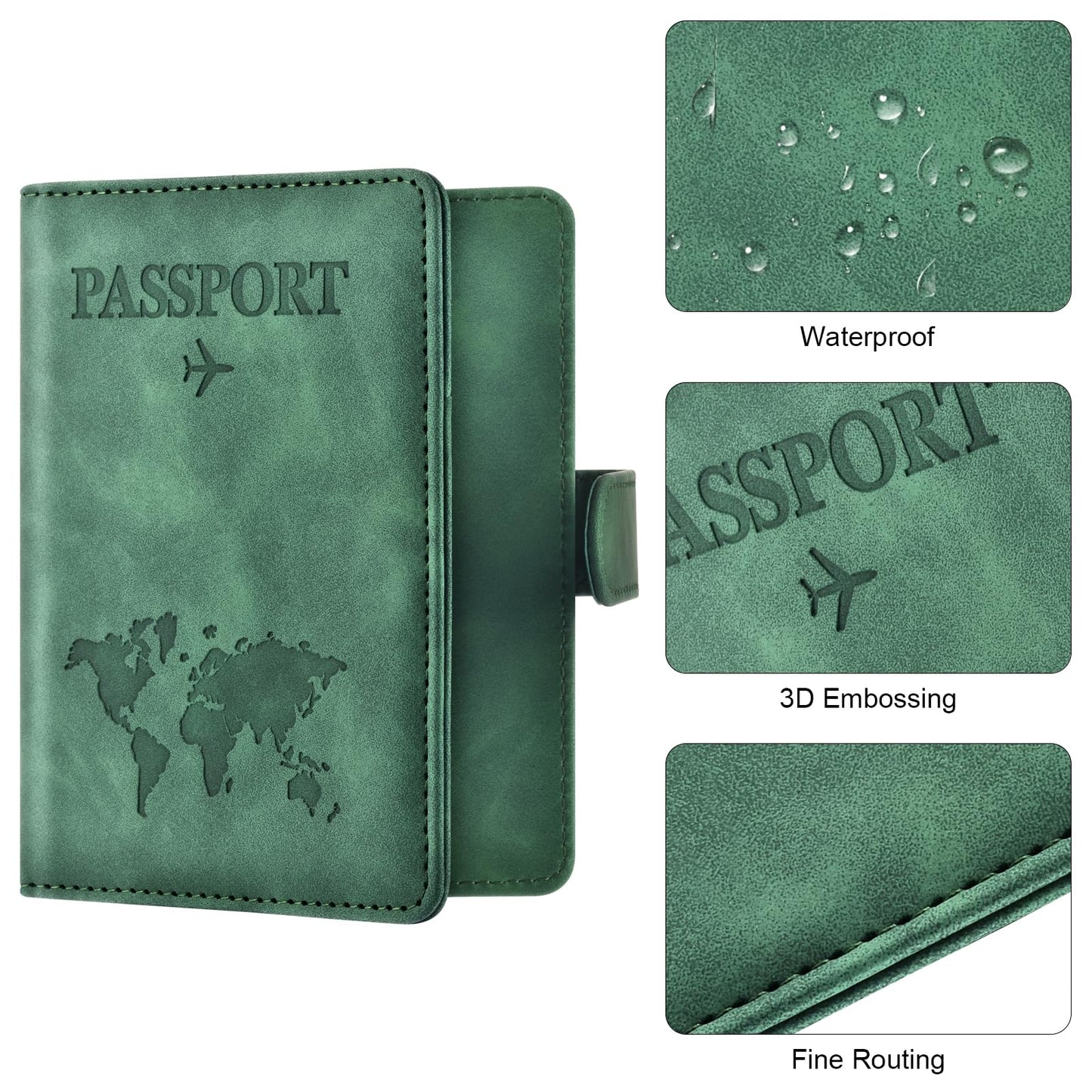 Eoehro Passport Holder for Travel Essentials, Passport Wallet Cover Case for Travel Must Haves Accessories,Passport Book Holders for Women and Men(dark green)