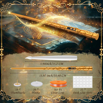 TLPUHU Floating Candles with Wand - 18 Pcs Christmas Decorations Magic Flameless Candles Flickering Warm Light Battery Operated LED Hanging Candles for Christmas Window Bedroom Birthday Party Decor