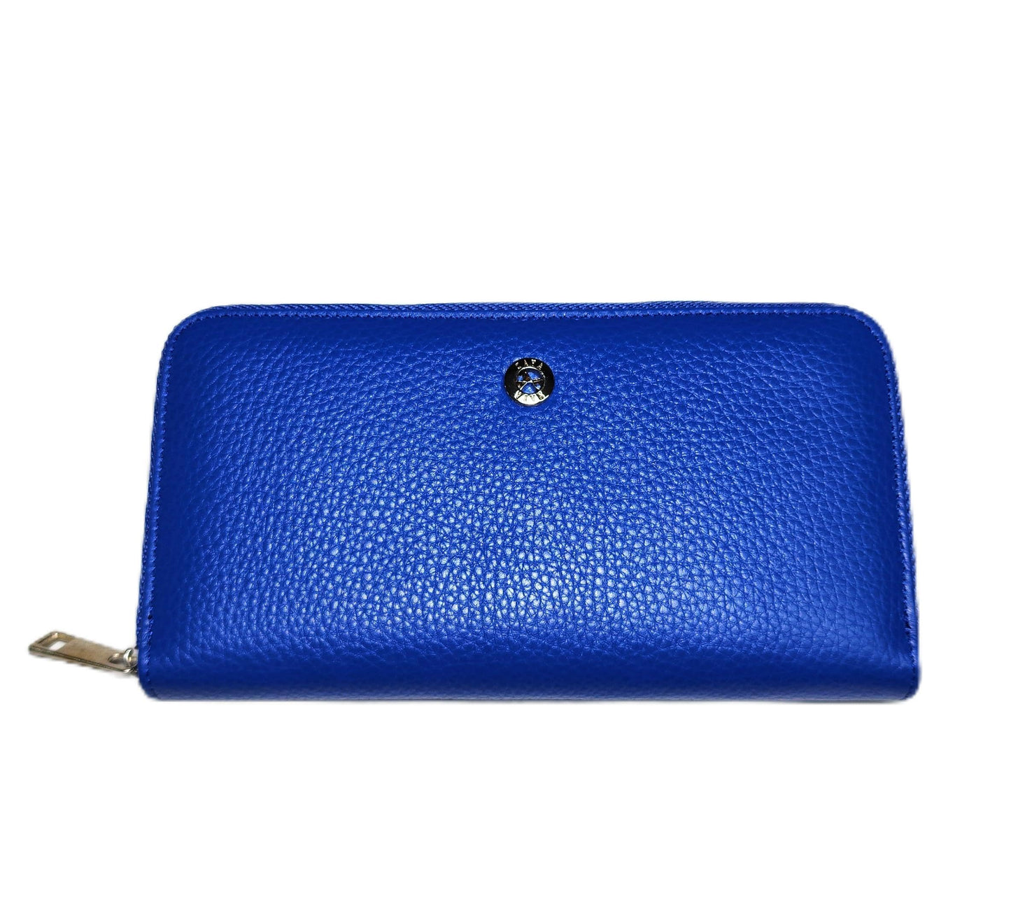 Ayaz Deri Genuine Leather Large Zipper Wallet -16 Card Slots, 2 Cash Compartments, Coin Pocket -Fits Phone -RFID Blocking (Blue)