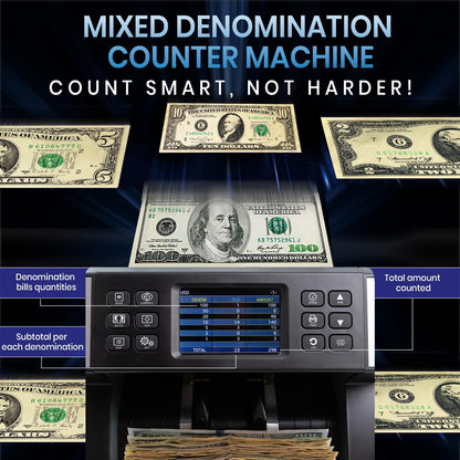 Pro 5500 Money Counter Machine, Mixed Denominations, Professional Value Counting, Counterfeit Detector, Fast & Accurate Cash Counter with 2 Year Warranty