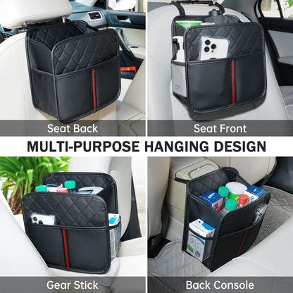 JHLGRE Car Seat Back Organizer, 1 Pack Multifunctional car organizers and storage with Cup Holders, Car Trash Can, Back of Seat Car Organizer for Kids & Adults, Universal for Most Cars, Black