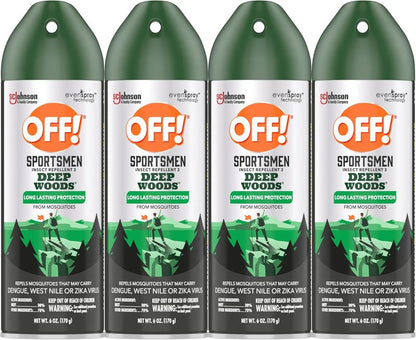 OFF! Deep Woods Insect Repellent Spray - 30% DEET, 6 Oz | Pack of 4 for Mosquito & Tick Protection