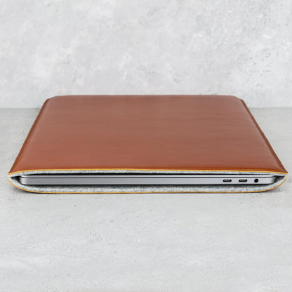 Casemade Real Leather Laptop Sleeve for MacBook Pro & Air Fits 13, 14, 15 & 16 Inch - Genuine Full Grain Leather with Soft Wool Lining (16-inch - 2019)