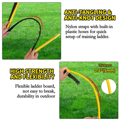 Socpuro Agility Ladder Speed Training Equipment 16FT 12 Rung Footwork Sports Agility Speed Ladder for Football Basketball Baseball with Carry Bag