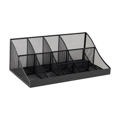 Mind Reader Cup and Condiment Station, Countertop Organizer, Coffee Bar, Kitchen, Stirrers, 17.875"L x 9.5"W x 6.625"H, Black