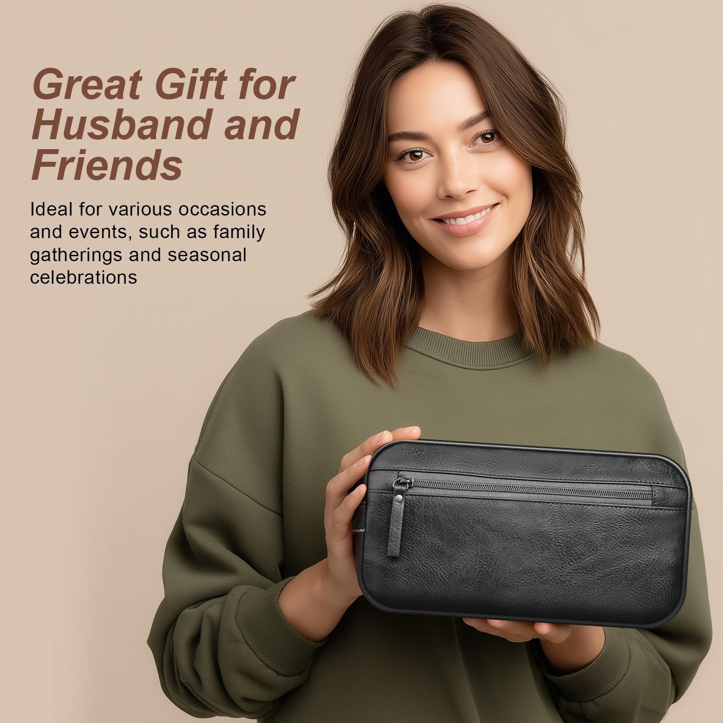 Ezday Travel Toiletry Bag for Men and Women, Travel Shaving Dopp Kit Water-resistant Bathroom Toiletries Organizer PU Leather Cosmetic Bags (Black)