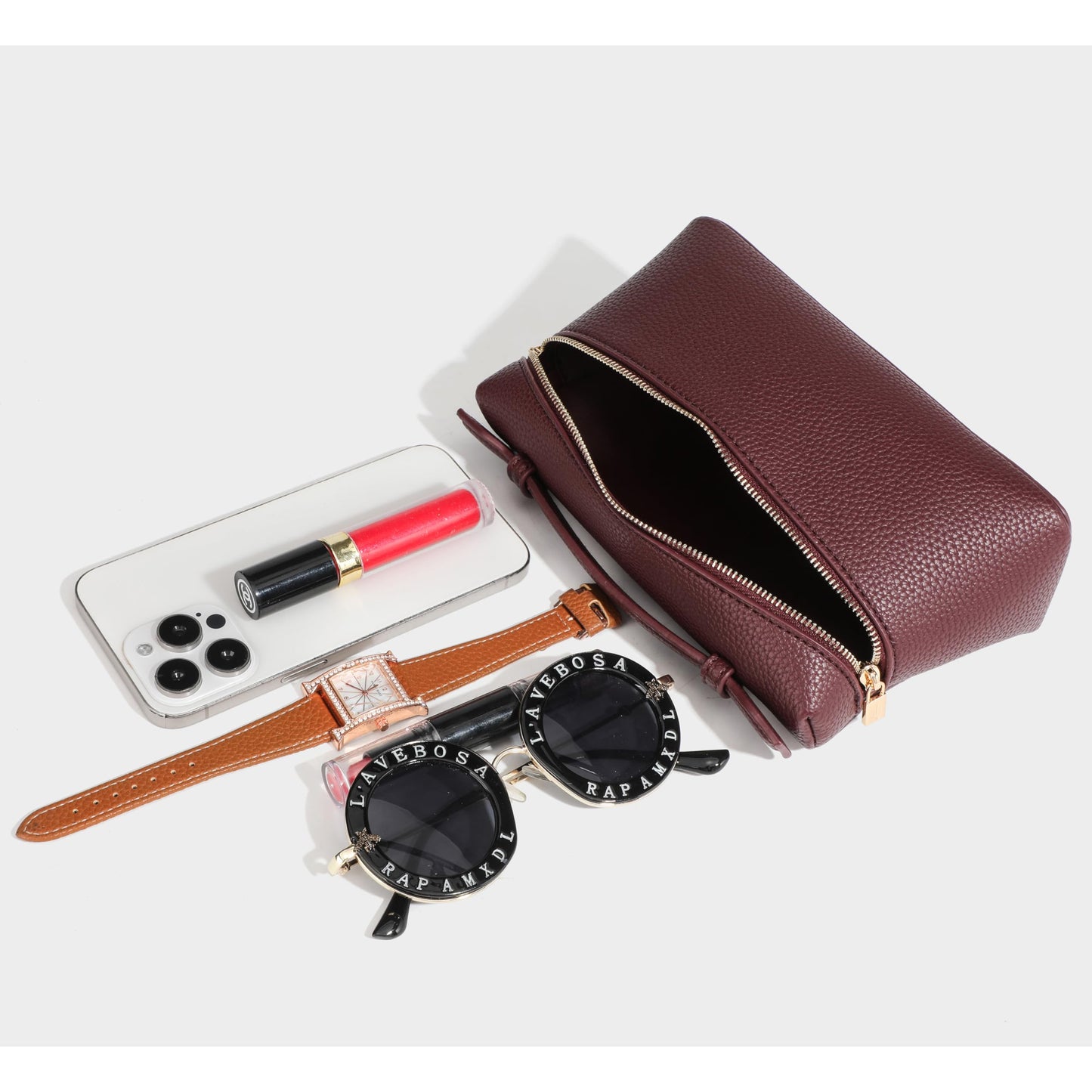 Rejolly Crossbody Bag for Women Small Leather Pouch Purse Top-Handle Trendy Shoulder Handbag Gold Hardware Coffee