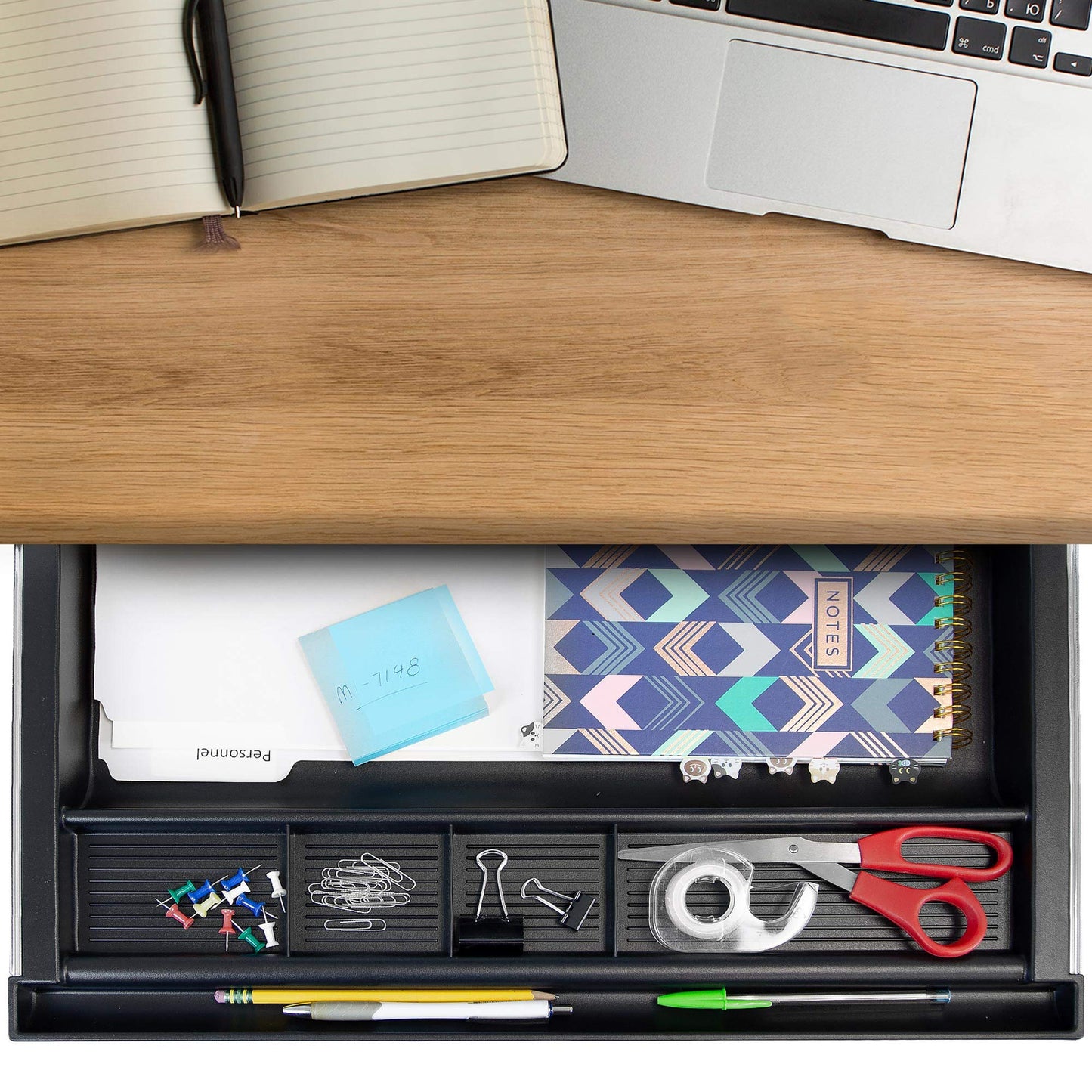 MOUNT-IT! Large Under Desk Pencil Drawer | 21.25” W, Ball Bearing Slide-Out Organizer for Office Supplies, Paper & Pencils | Fits Desks Over 1” Thick, Adjustable Extension 16.25”–28”