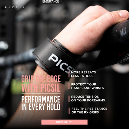 PICSIL RX Grips for Cross Training and Gymnastics, Carbon Fibre Material, Use with Magnesium, Grip on All Surfaces and Bars, Designed for All Athletes