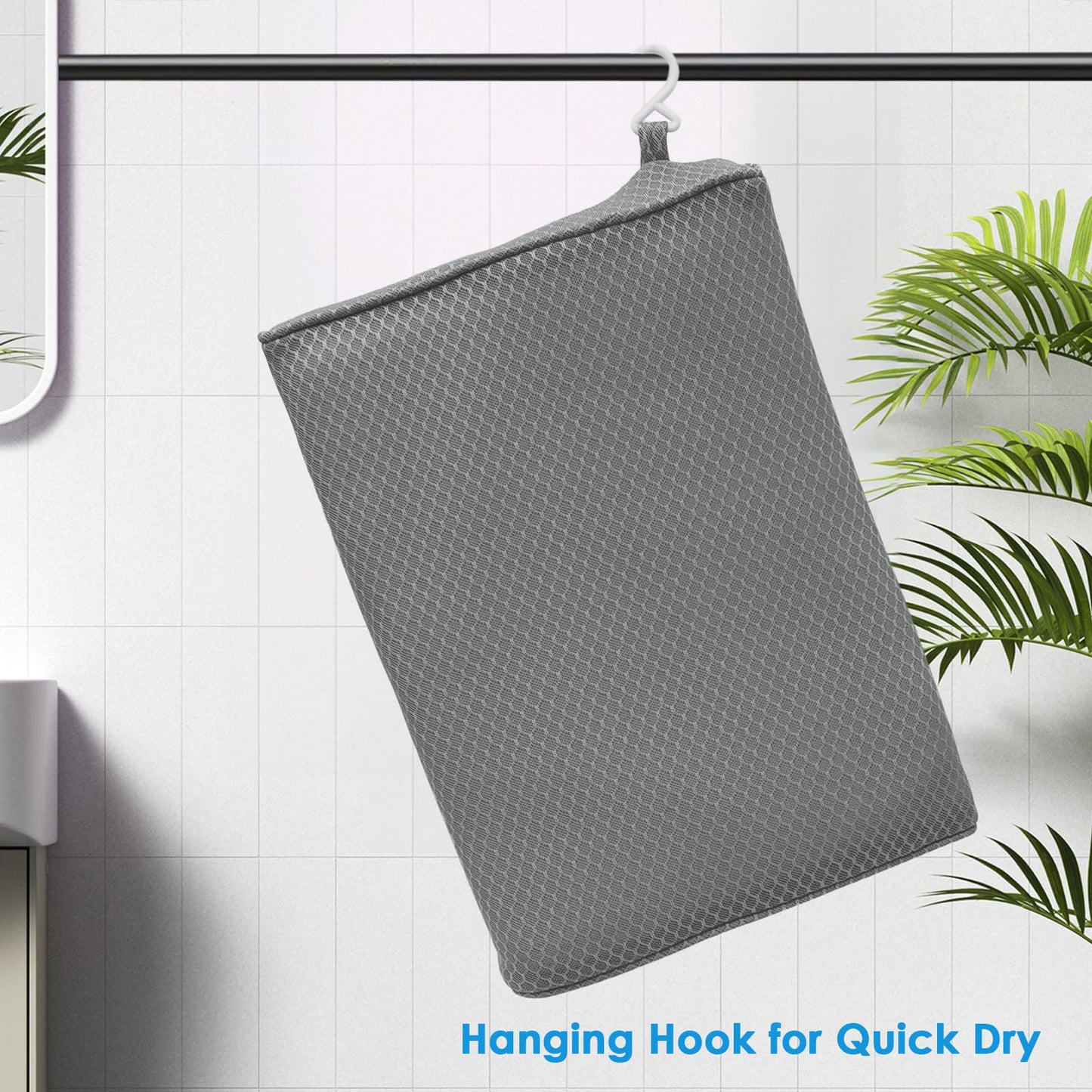 Shower Seat Cushion, Shower Chair Cushion for Transfer Benches in Bathtub, Cushion for Sauna, 3D Mesh Pad with Hook, Slip-Resistant, Design for Elderly, Senior, Handicap Disabled