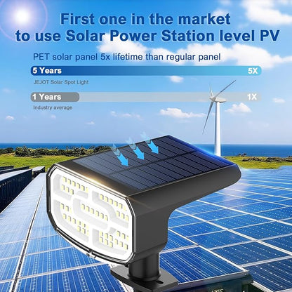 Solar Lights Outdoor Waterproof IP65, Super Bright LED, 3000K 2 Lighting Modes, Solar Powered Yard Garden Solar Spot Lights for Outside Landscape Auto On/Off -4 Pack
