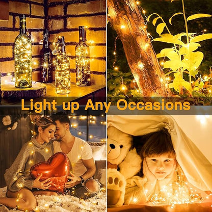 12 Pack Fairy Lights Battery Operated 7ft 20 LED Mini String Lights Twinkle Lights Silver Wire Firefly Starry Lights for Mason Jars Wedding Party Christmas Centerpiece Table Decorations, Warm White