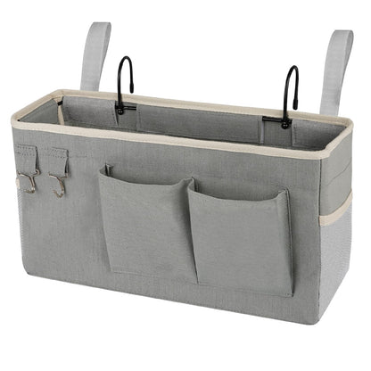 Ozzptuu Bedside Storage Caddy/Bedside Hanging Storage Bag for Headboards Bunk Beds Dorm Rooms Book Phone Magazine Holder (Grey)