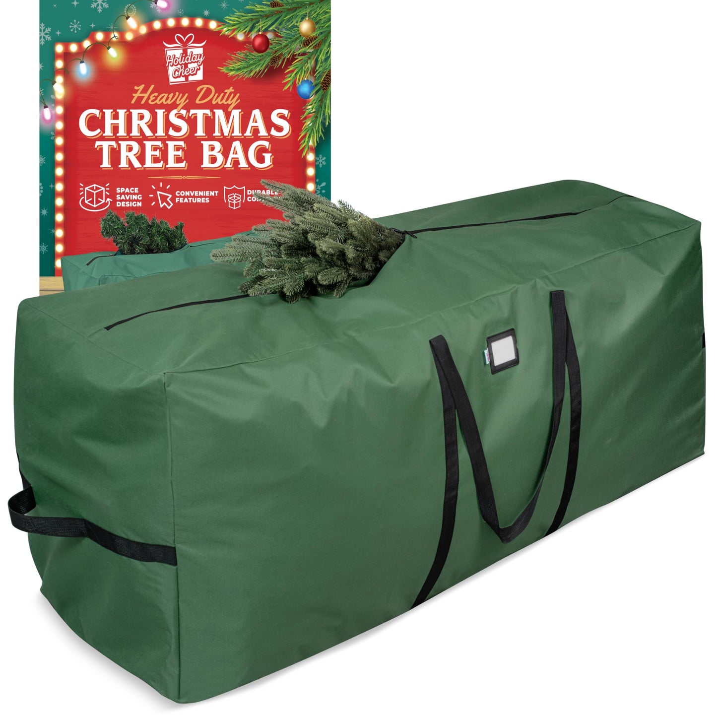 Holiday Cheer Christmas Storage Bag Heavy Duty Fits Up to 7.5ft Tall Artificial Tree, Waterproof with Durable Handles & Zipper Xmas Tree Storage Bag (Green)