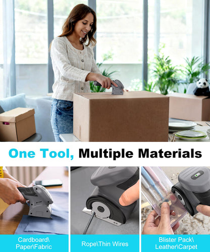 2026 Cordless Electric Scissors, Fast Charging Rechargeable Cardboard Cutter with Replaceable Blades and Long-Lasting Battery, Effortless Cutting for Cloth, Fabric, Plastic & Leather
