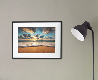 Beach Art Wall Decor Coral Beach Sand Sea Palapa Tropical Palm Tree Photo Sunset Landscape Pictures Ocean Scenic Scenery Nature Photography Paradise Cool Wall Art Print Poster 36x24