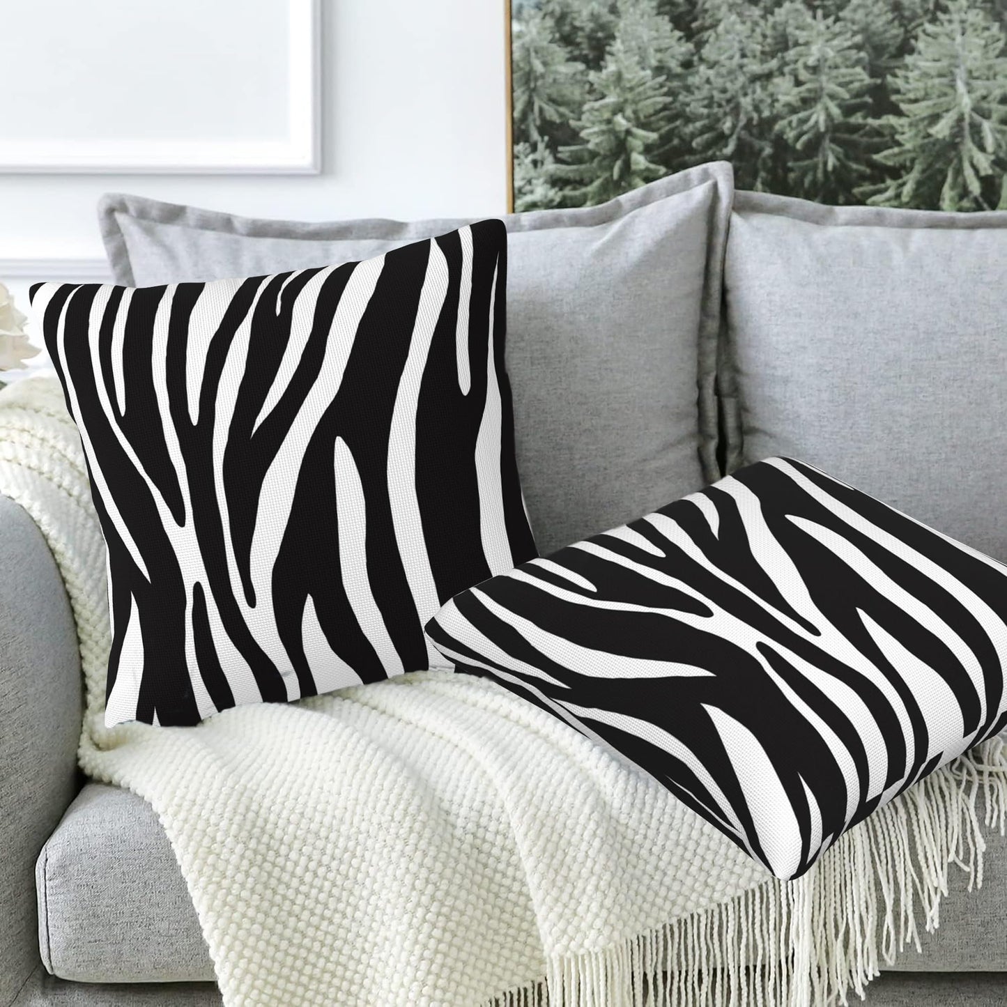 Naqiuli Throw Pillow Covers Animal Zebra Skin Pillow Covers 18x18 Inch Set of 2 Throw Pillows Decorative Pillow Cases Cushion Covers for Bedroom Livingroom Sofa Farm House