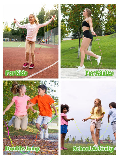 Jump Rope for Kids, Lorvain Adjustable Skipping Rope, Kids Jump Ropes with Wooden Handle for Girls Boys, Weighted Jumping Ropes for Fitness Workout Exercise Outdoor Fun Activity