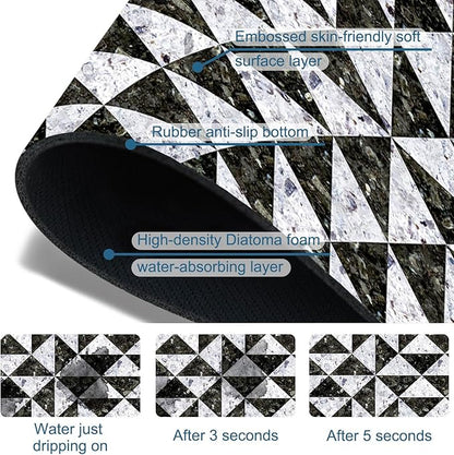 Granite Floor Tiles Sink Faucet Absorbing Mat Mosaic Texture Super Absorbent