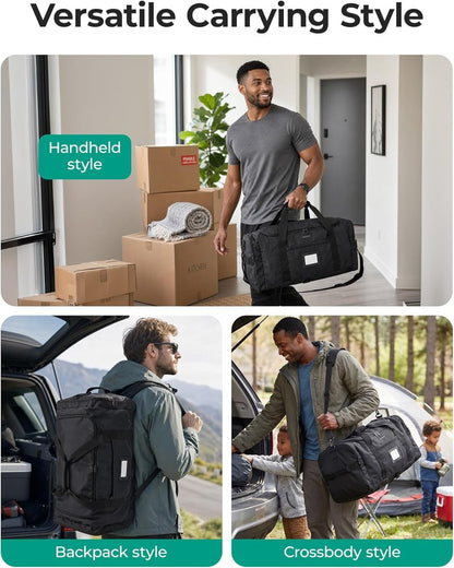 60L Foldable Duffle Bag - Large Travel Duffel & Backpack | Army Green