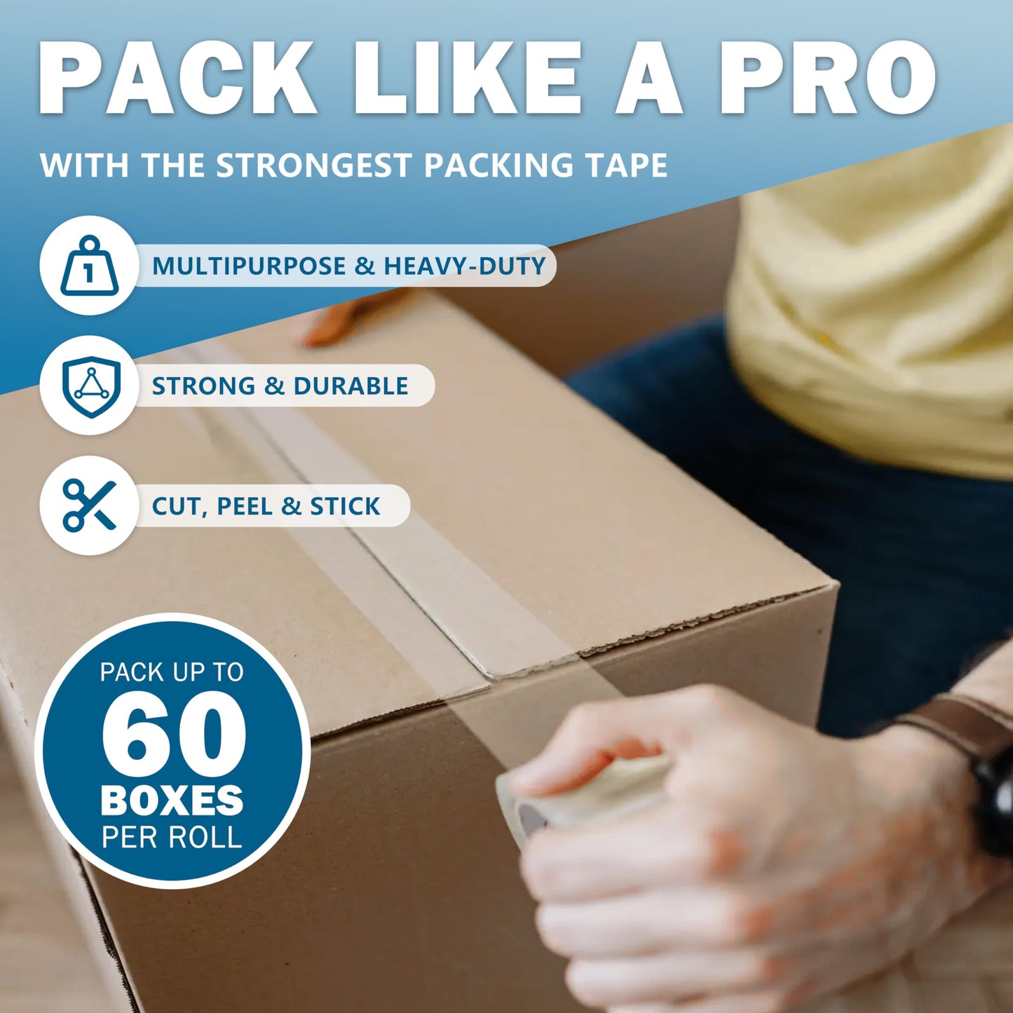 2.0 Mil Premium Packing Tape 3 inch x 110 Yards (24 Rolls) - Clear Shipping Packaging Tape, Strong Adhesive Box Tape for Moving, Sealing Packages & Shipping Boxes