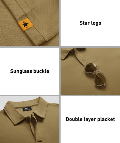 ZITY 3 Pack Mens Polo Shirt Short Sleeve Sports Performance Business Casual Golf Shirts for Men Collared Tactical T-Shirts Khaki Grey Green X-Large