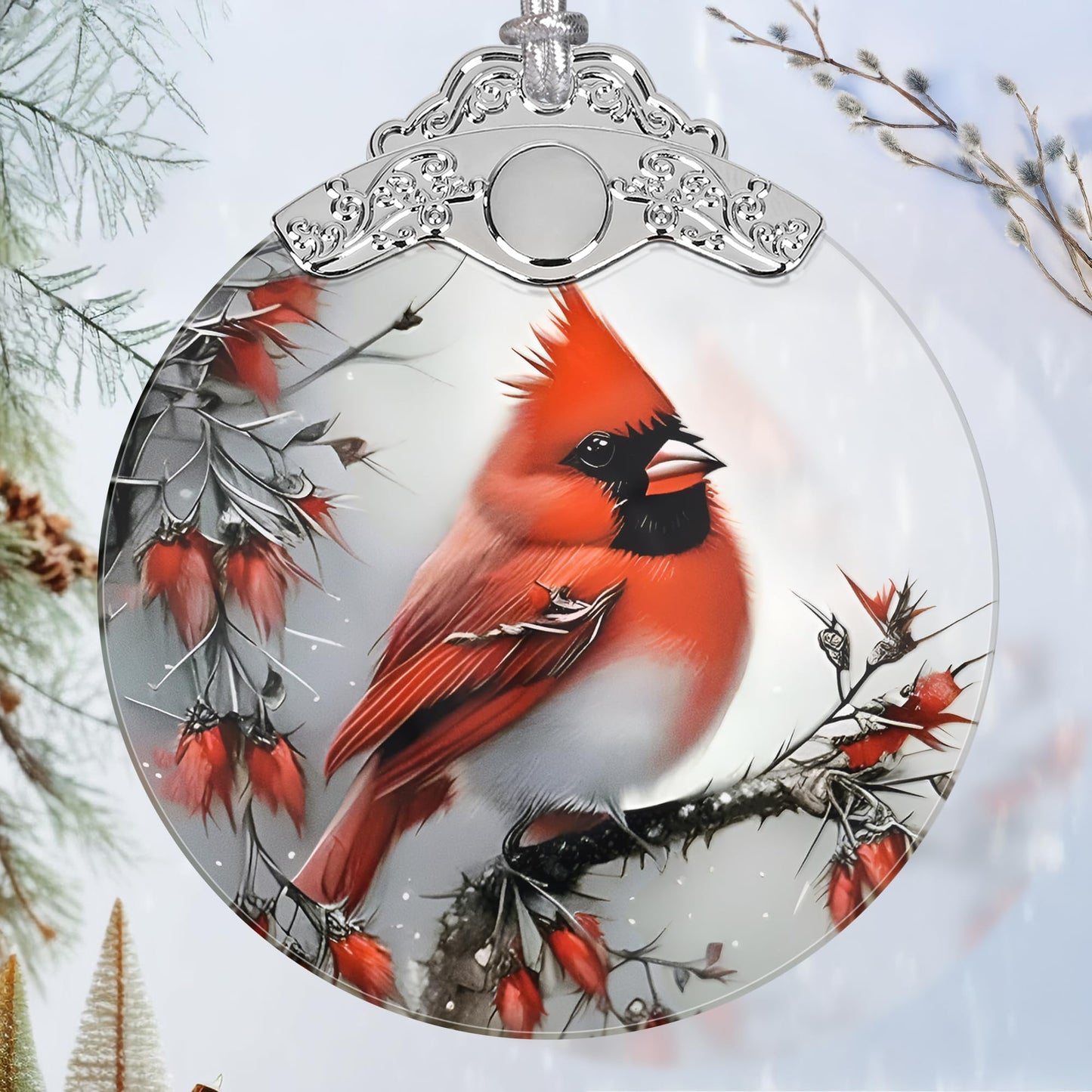 Christmas Ornaments - Stained Glass Cardinal Decor - Tree Ornament - Cardinal Gifts