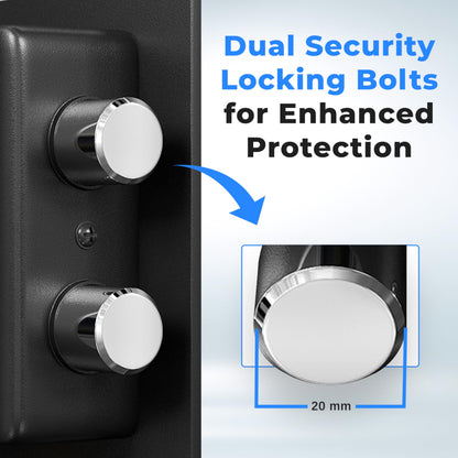 SereneLife Electronic Fingerprint Safe | Heavy Duty Money Safebox | Digital Touch Pad Lockbox with Code & 2 Keys | Small Safe Box for Home or Office, Secure Cash, Firearms | 13.8’’ x 9.8” Black