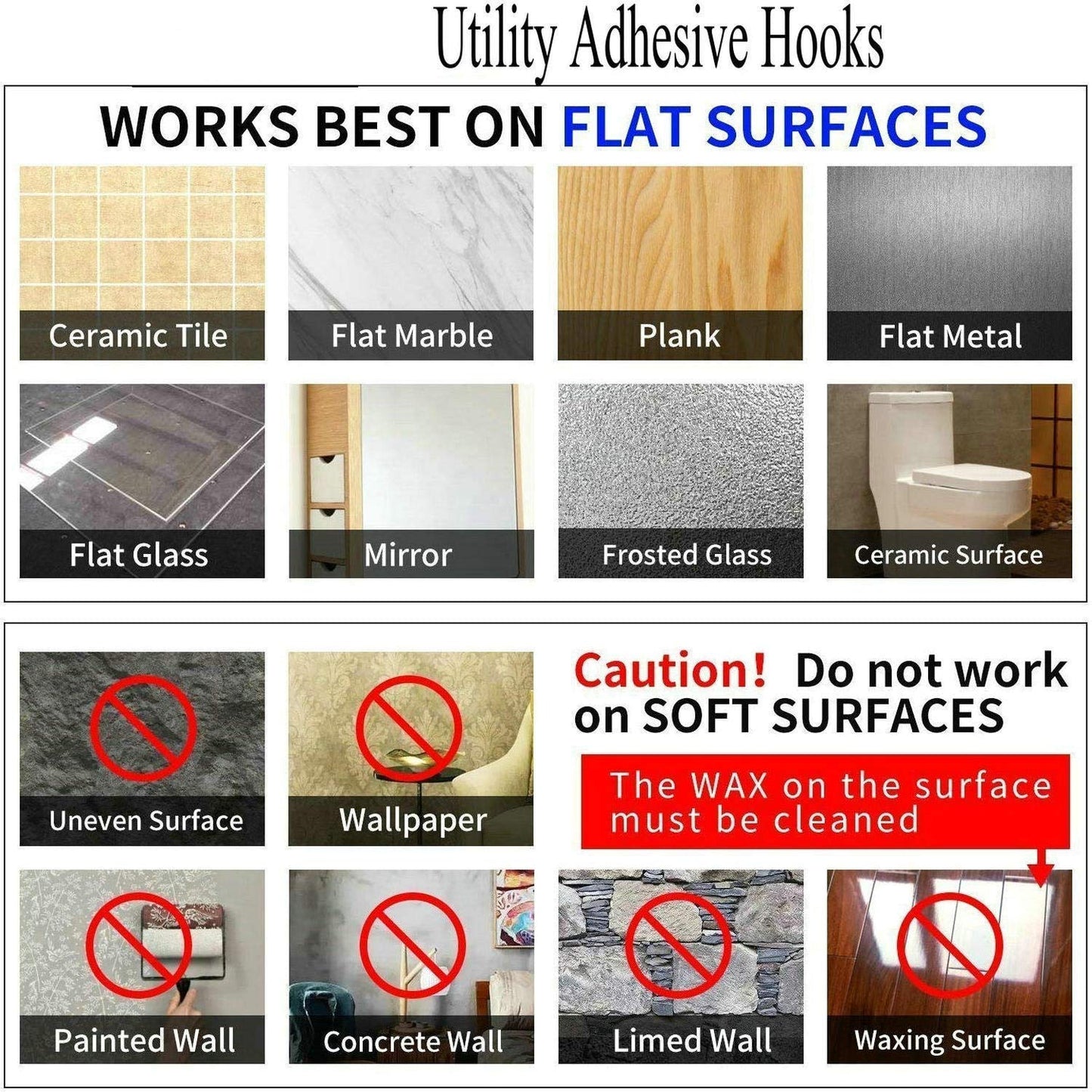 Jwxstore 24 Pack Adhesive Wall Hooks 33LB Heavy Duty No Drill Transparent Waterproof Hooks for Bathroom Kitchen Towel Coat Office Home Outdoor