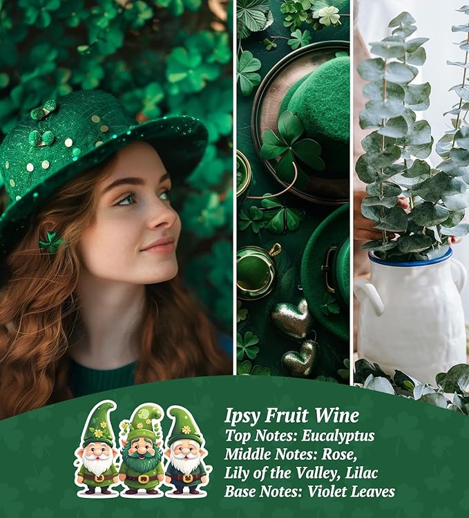 St. Patrick's Day Candle with LED, 100% Soy Wax Jar Candle, Lucky Road Gifts for Friend, Aromatherapy Candles for Women Home, Eucalyptus Scent Candles,Over 40 Hours of Burn Time