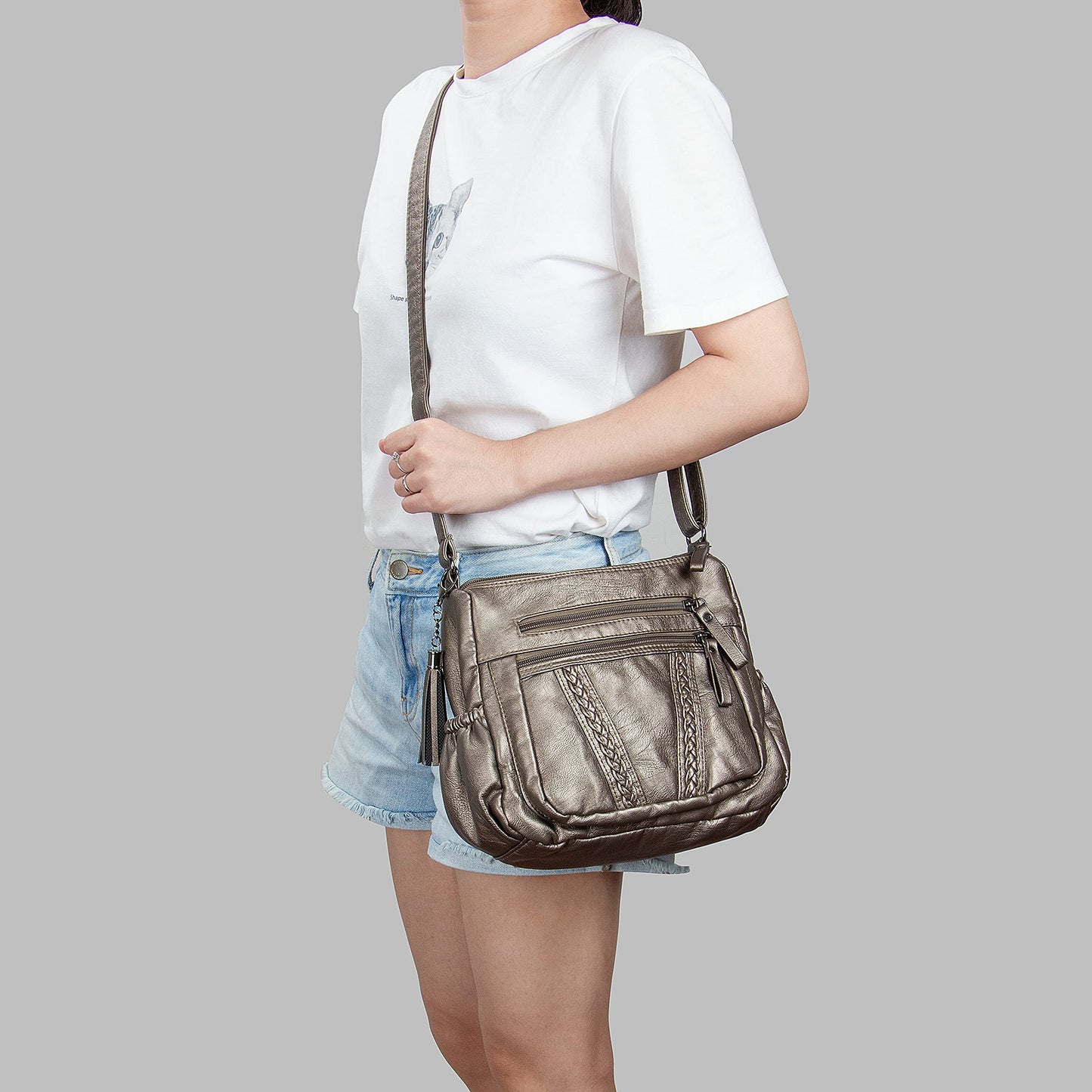 VOLGANIK ROCK Crossbody Bag for Women with Tassel Ladies Soft PU leather Purses and Handbag Pocketbooks