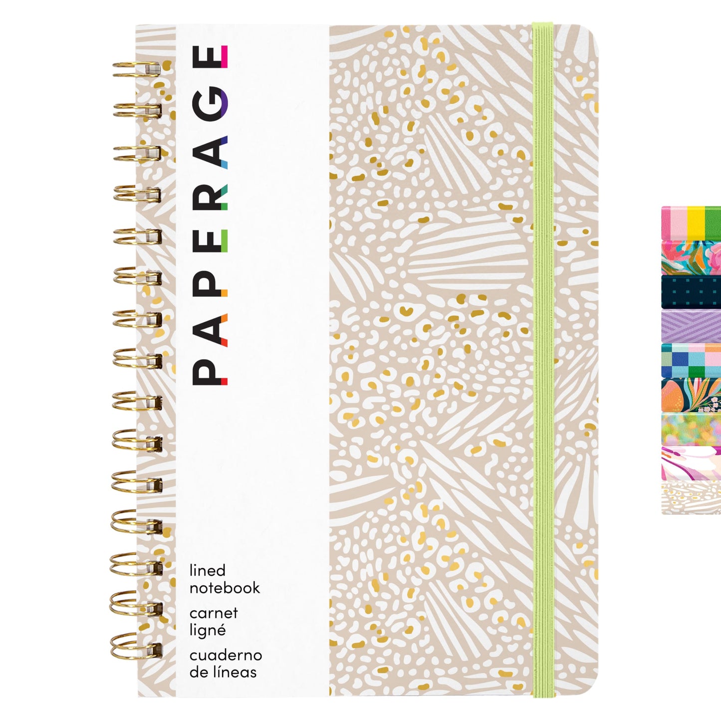 PAPERAGE Lined Spiral Journal Notebook, (Golden Safari), 160 Pages, Hardcover Journal for Women & Men, Medium 5.5 in x 8 in - 100 GSM, Thick Paper, Spiral Notebook for Work, School & Journaling