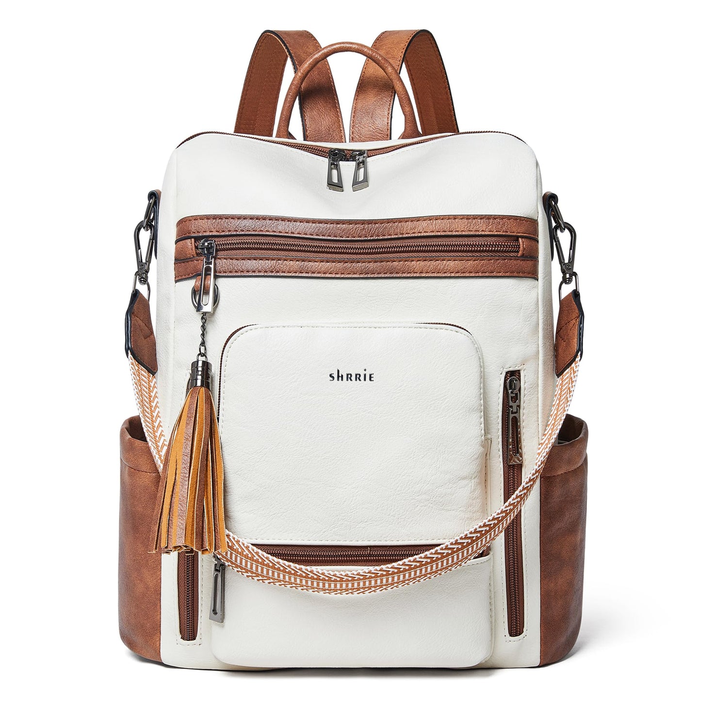 Shrrie Fashion Vegan Leather Backpack Purse for Women,Fits 15.6 Inch Laptop for Work Travel School