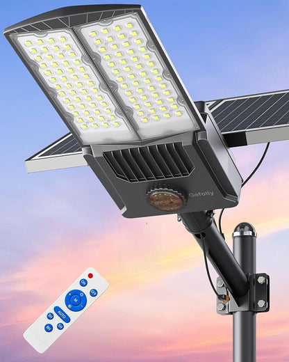 Gefolly SL-11000W Solar Street Light Outdoor 700000LM Commercial Parking Lot Lights Dusk to Dawn 6500K Flood Security Light IP67 Lamp with Motion Sensor for Basketball Court, Yard, Road
