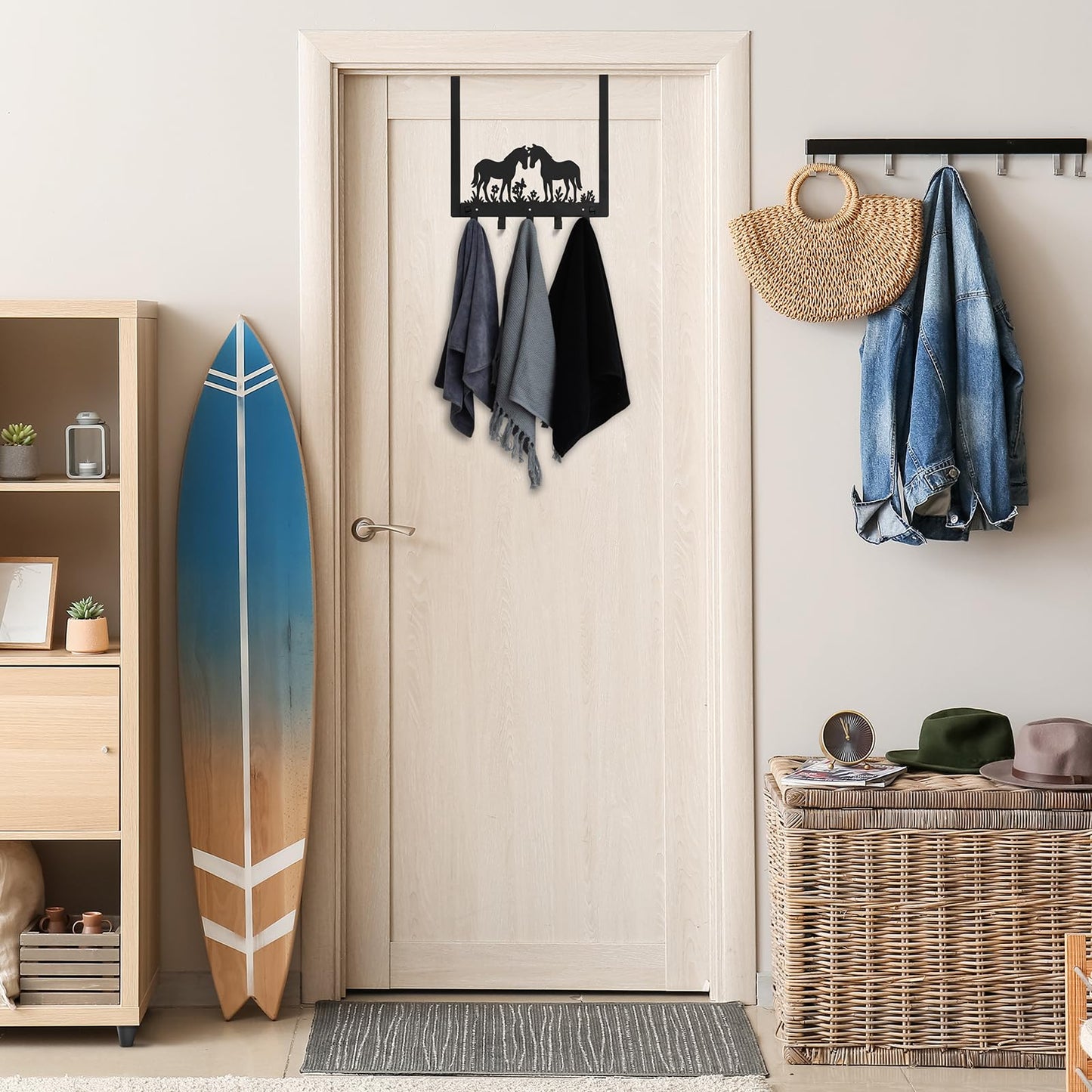 Reallnaive Horse Over the Door Hooks Bathroom Decor Hanger Wall Mount Rack Holder for Towel, Hat, Coat, Cloth, Keychain, Bag, Christmas Party Gift