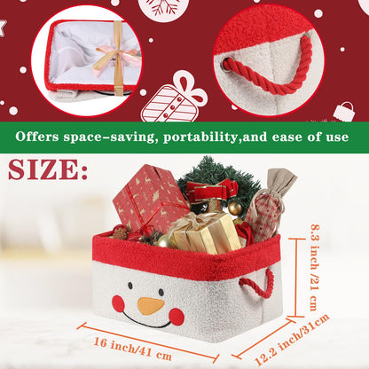 INough Christmas Gift Basket, Large Red Collapsible Storage Basket with Handles, Empty Holiday Basket for Gifts, Blankets, Baby Items and Home Christmas Decorations