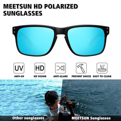 MEETSUN Polarized Sunglasses for Men Women Sports Driving Fishing Glasses UV400 Protection 3Pack-Black+Blue+G15 Lens