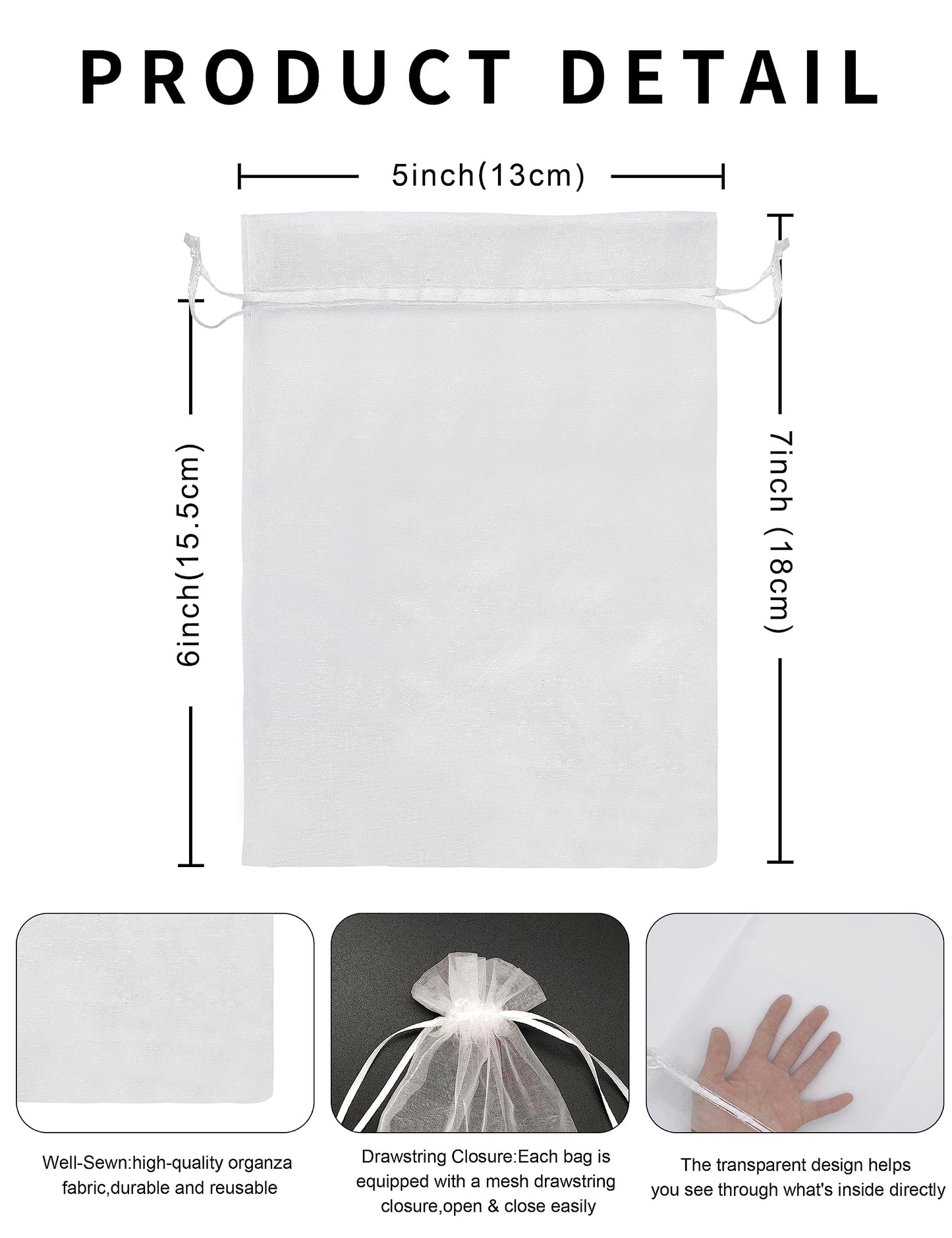 Jexila 120PCS Sheer Organza Bags 5X7 inches Mesh Drawstring Gift Bags Small for Jewelry Wedding Party Baby Shower Favor Bags (Rainbow )
