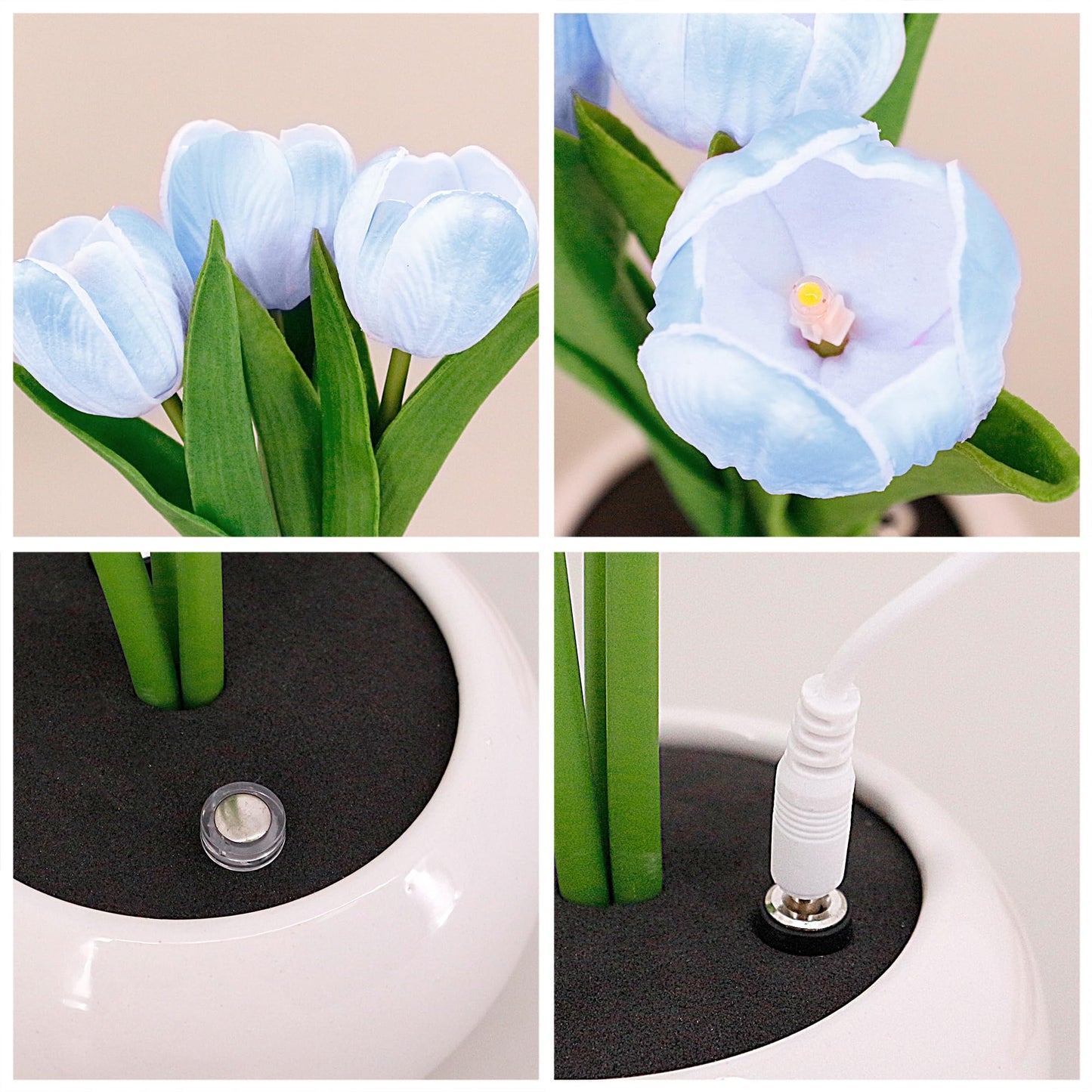 Naimo Tulip Night Light Rechargeable LED Night Lamp Flower Table Lamp for Bedroom Living Room Birthday Party Desktop Home Decor