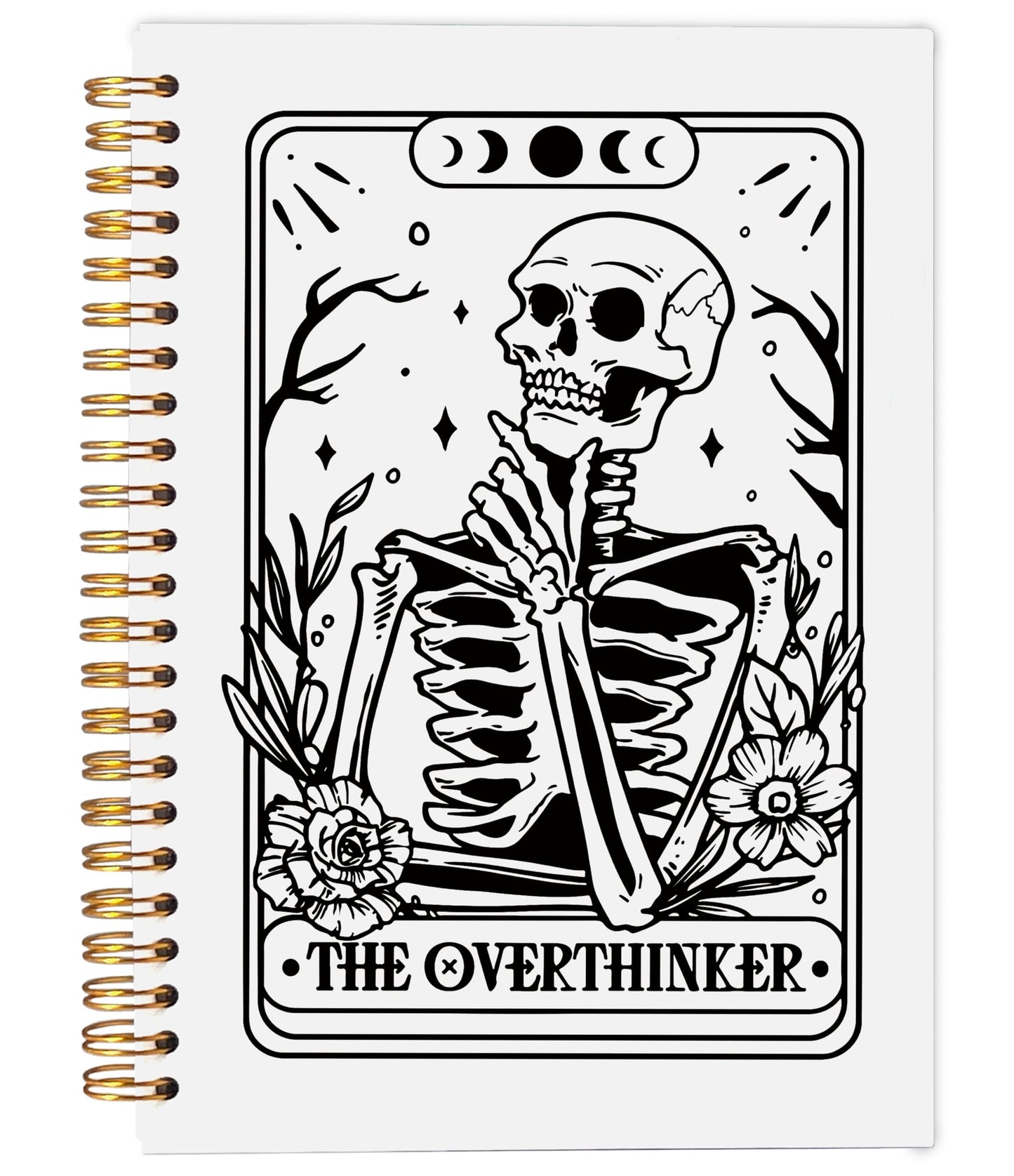 Ecezatik the Overthinker Tarot Card Notebook Journal, Gothic Goth Skull Notebook Journal, Witchy Journal, Goth Office Supplies, Witchy Stuff Spiral Notebook 5.5x8.3