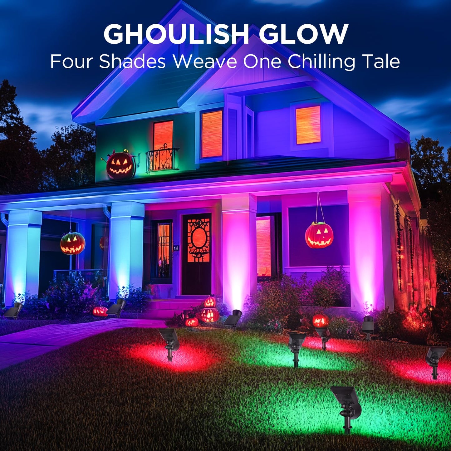 InnoGear Solar Lights Outdoor Waterproof Halloween Christmas Solar Garden Light for Outside Yard Landscape Lighting Pathway Spot Lights Spotlight Wall Light, 4 Pack (Red, Green, Violet Purple, Blue)