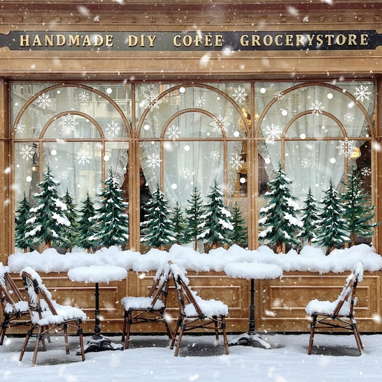 124 PCS Large Christmas Clings for Windows Trees Snowflake Window Clings Christmas Decorations