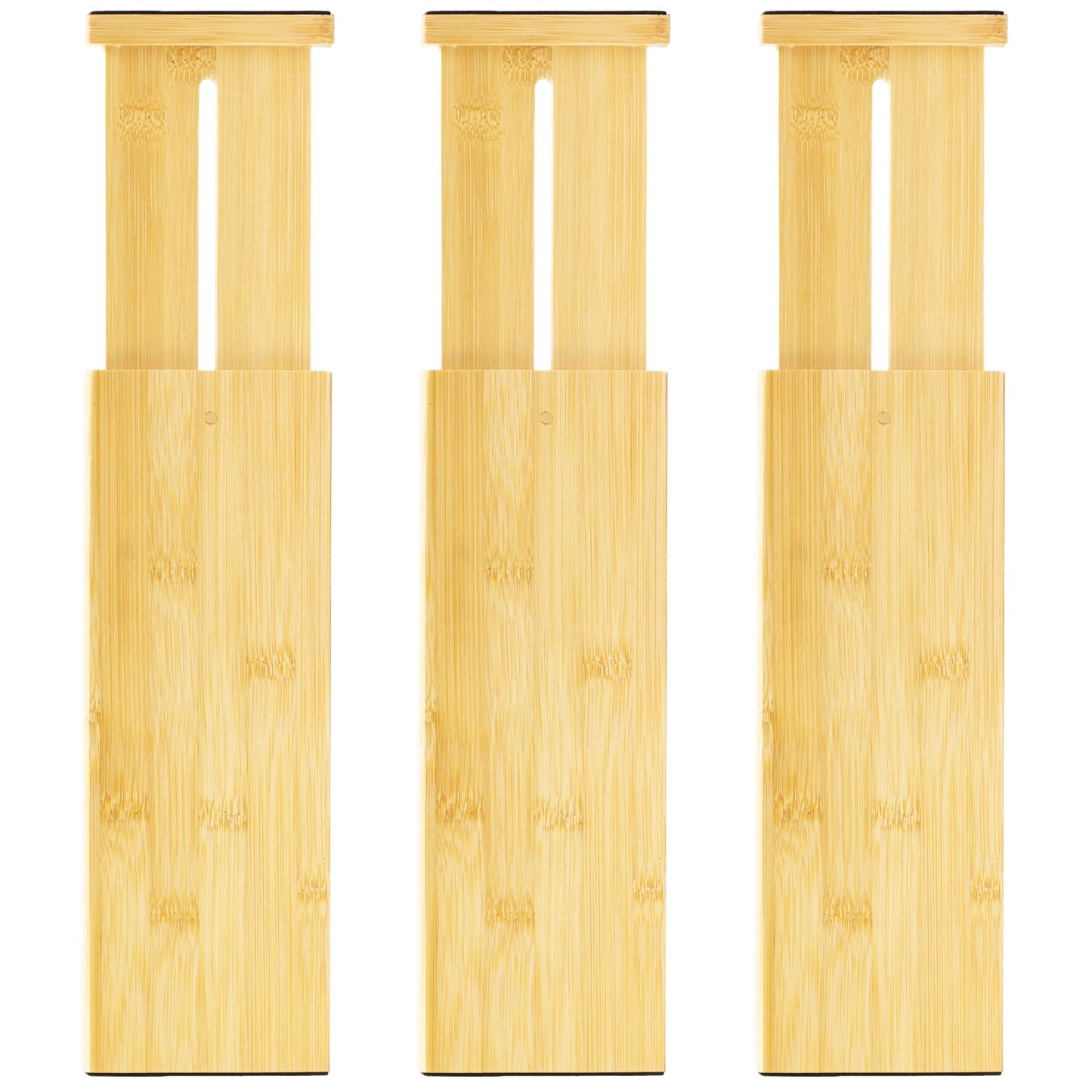 VaeFae 3 Pack Bamboo Drawer Dividers, 4" High Adjustable 11.9-17.1" Clothes Drawer Organizers, Expandable Separators for Bedroom/Bathroom/Kitchen/Office Storage