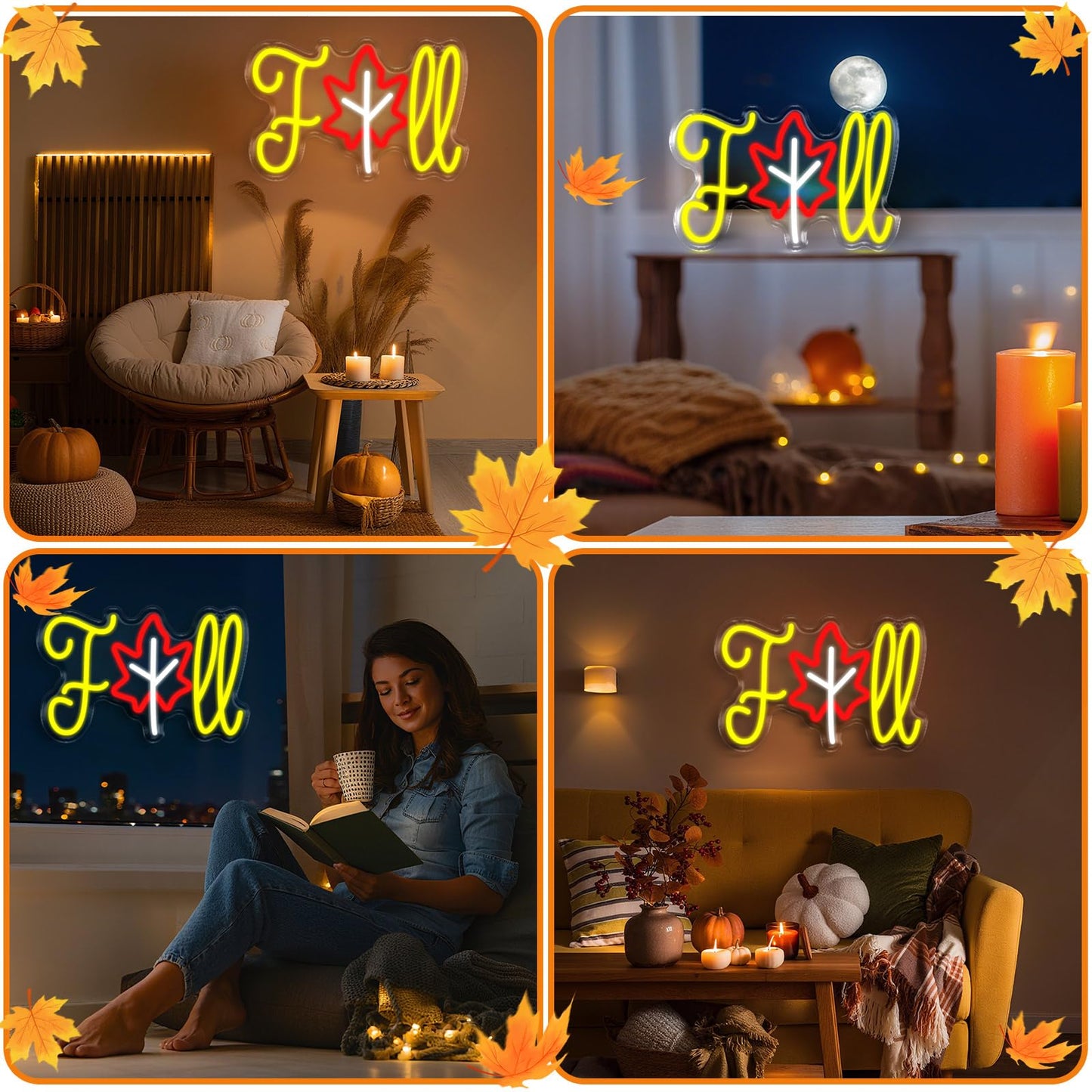 Fall Neon Sign Hello Fall Maple Neon Light for Wall Decor Thanksgiving LED Neon Sign Decorations for Autumn Room Bedroom Table Wall Decor Kids Holiday Gift USB Powered