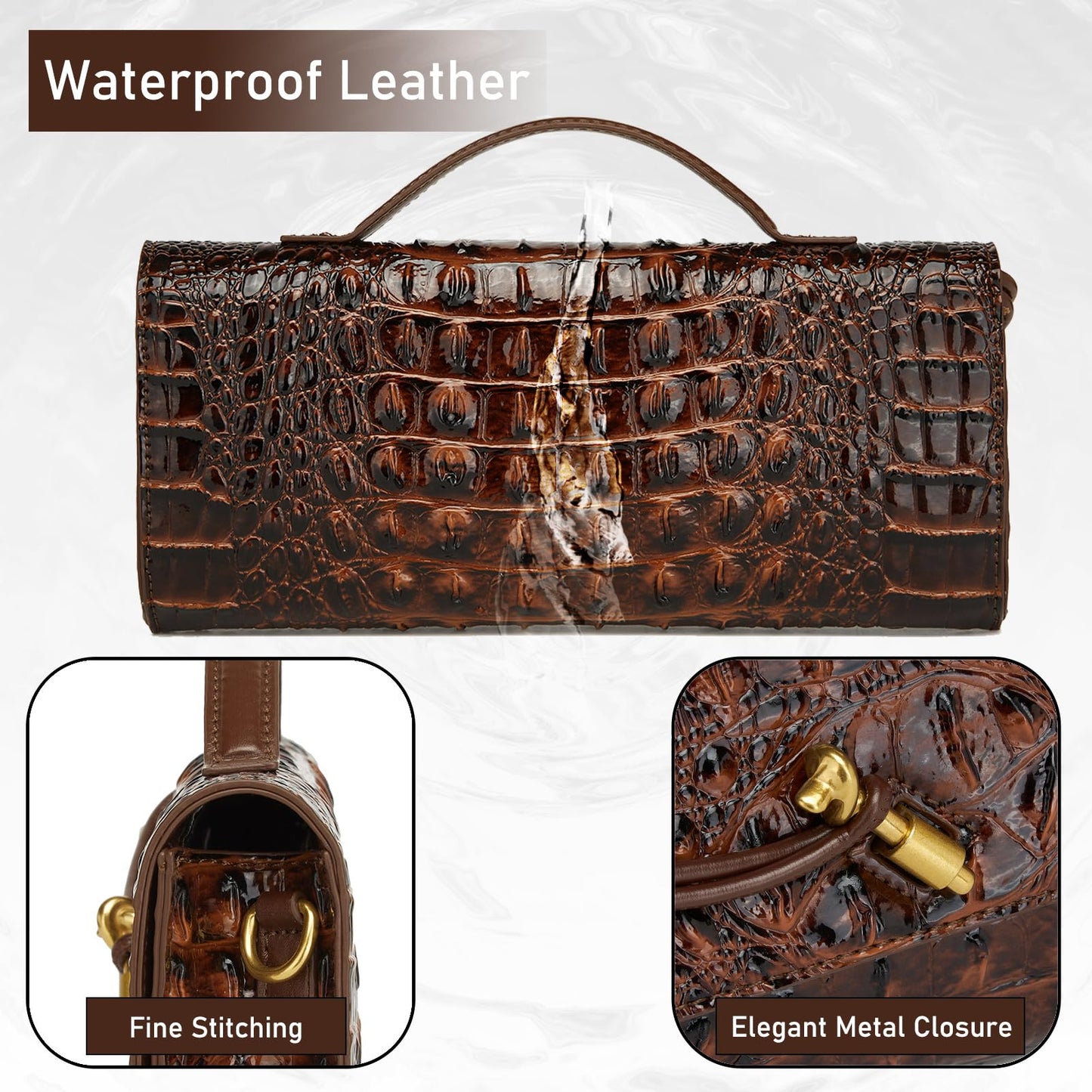 Makcr Joacbv Trendy Women Crocodile Evening Clutch Purse Crossbody Shoulder Handbag Cute Vegan Leather Satchels