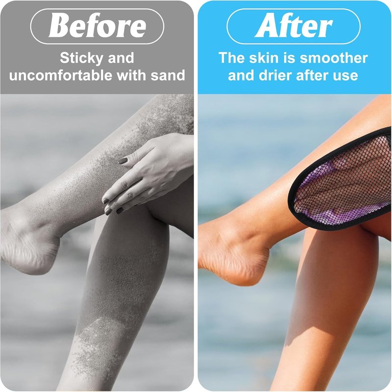 Sand Wipe Off Mitts - 2 Pcs Stripe Beach Sand Remover Cleaner | Perfect for Outdoor Activities & Travel