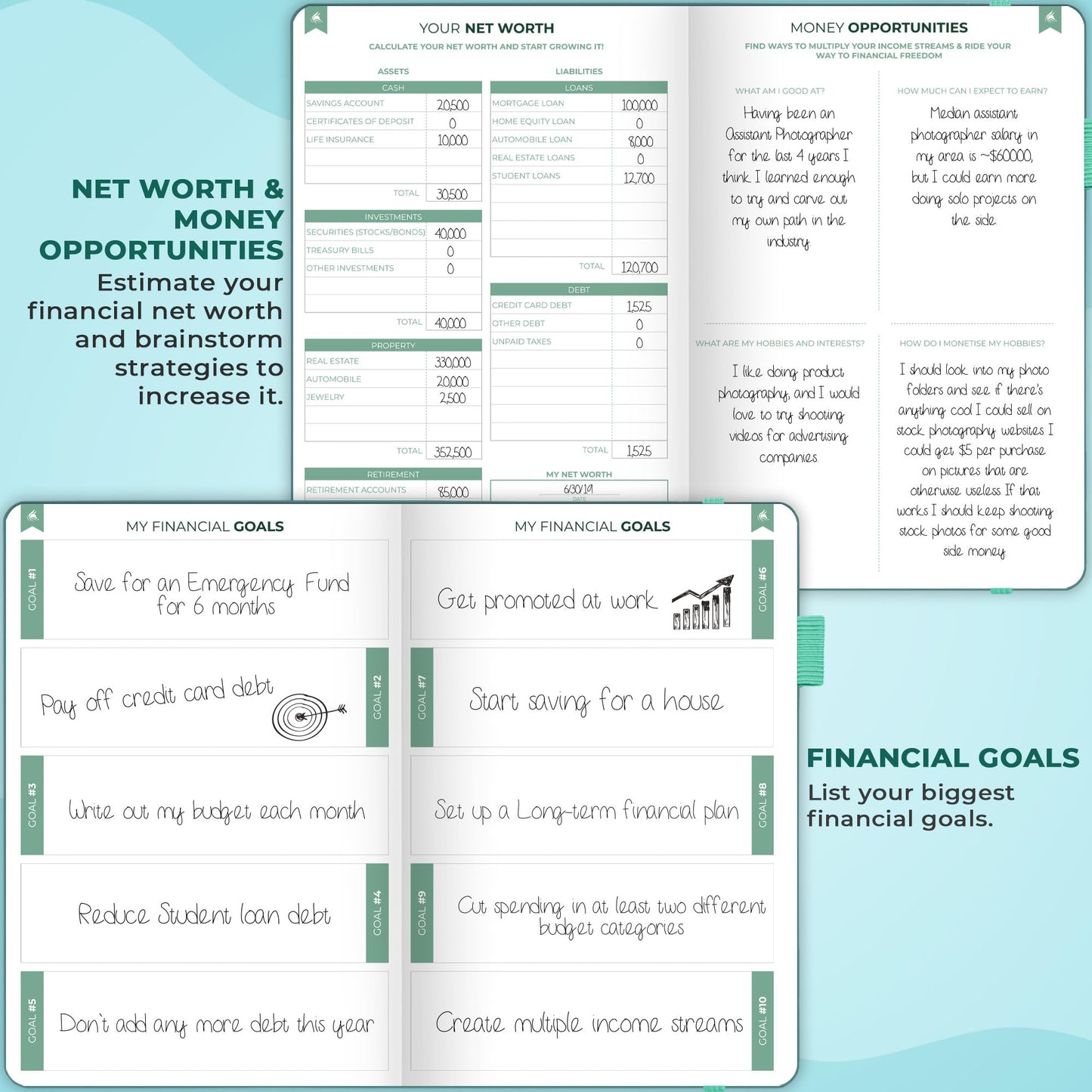 Clever Fox Bi Weekly Budget Planner – Undated Financial Organizer Book – Expense Tracker, Budgeting & Bill Notebook, A5 (Dark Teal)