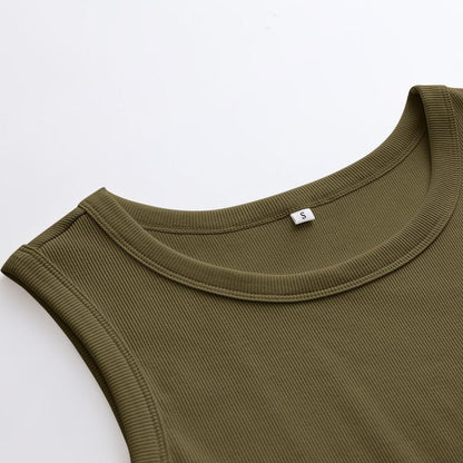 ANRABESS Womens Sleeveless High Neck Tank Tops Fashion Summer Casual Basic Slim Fit Ribbed Racerback Top Shirt Clothes Yellow Army Green X-Small